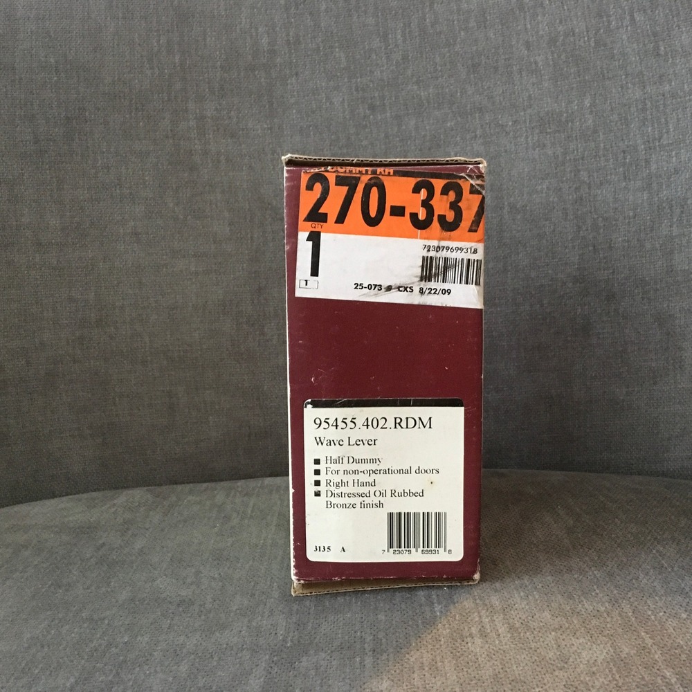 Baldwin Right Hand Half Dummy Wave Lever Door Handle Oil Rubbed Bronze Finish - Picture 4 of 6